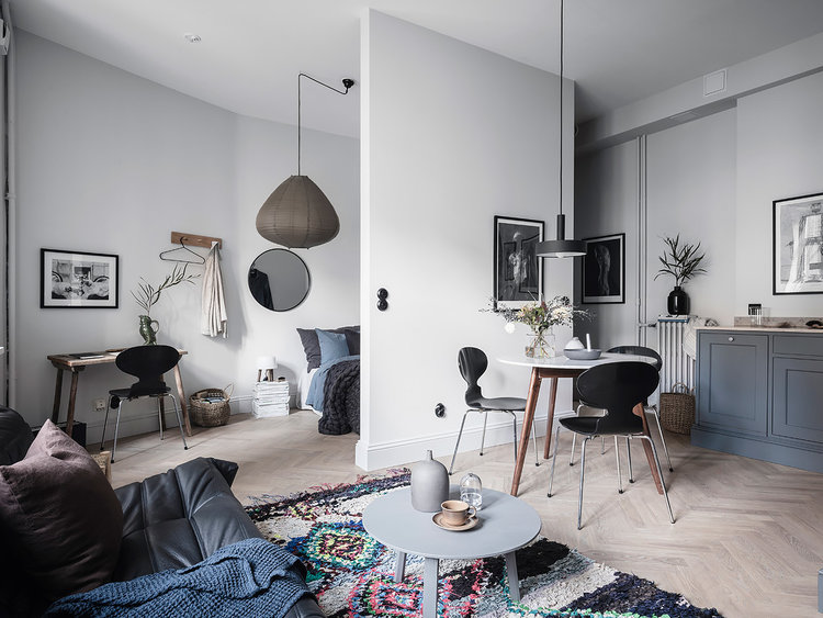 Un apartamento escandinavo decorado en tonos azules. – Interiores Chic