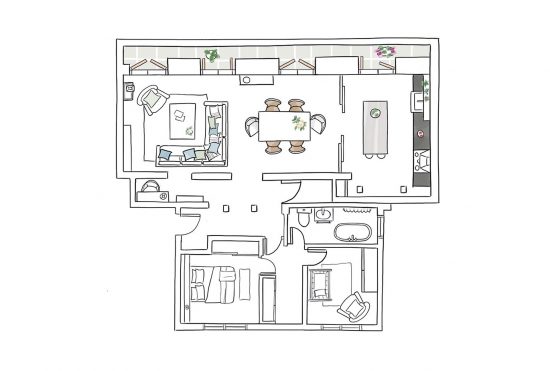 Puertas corredera de suelo a techo para unir estancias. – Interiores