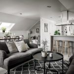 Decoración nórdica para un salón&cocina en tonos perlados.